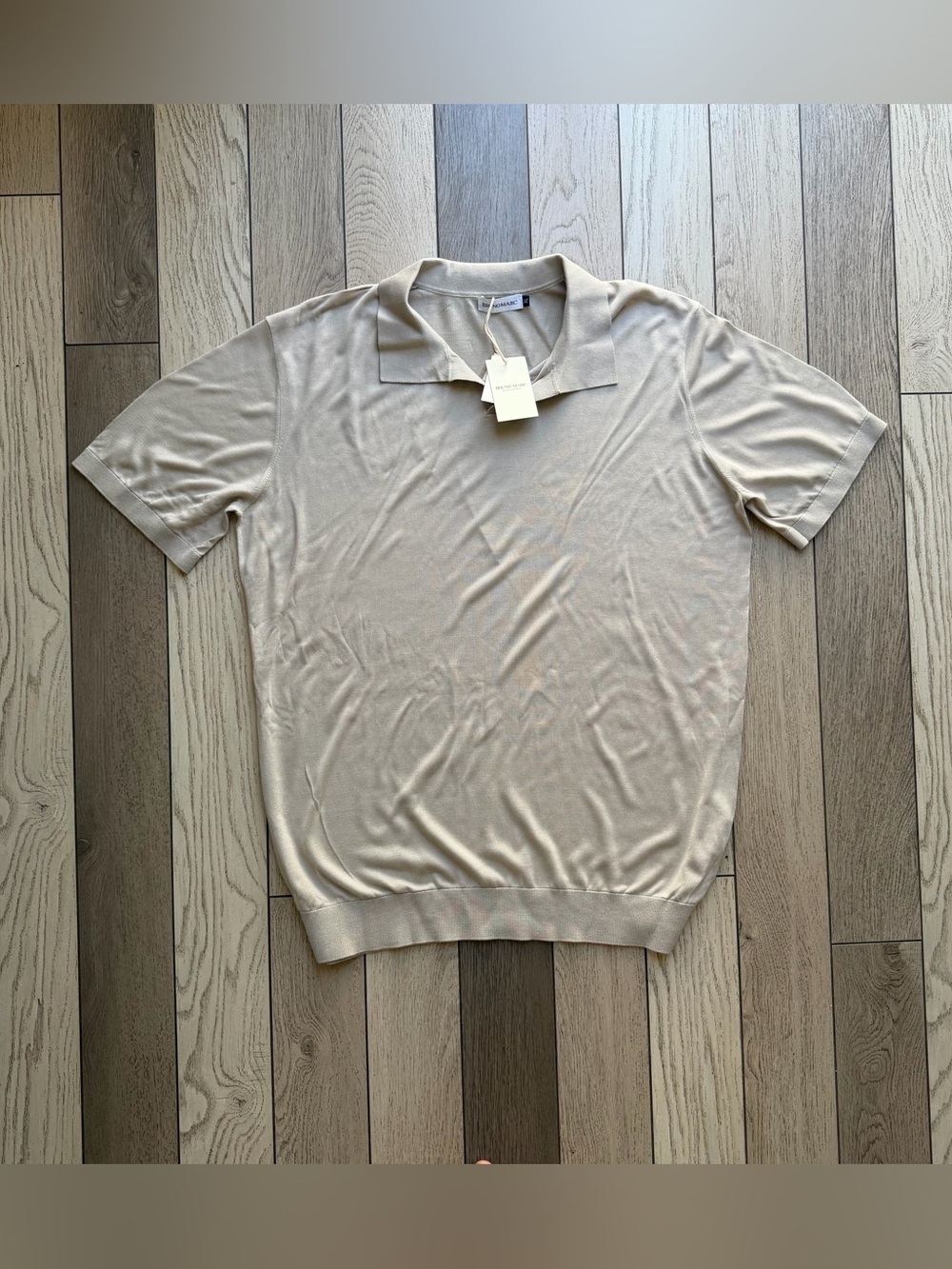 Bruno Marc Men's Short-Sleeve Polo Knit Shirt - Beige New XL